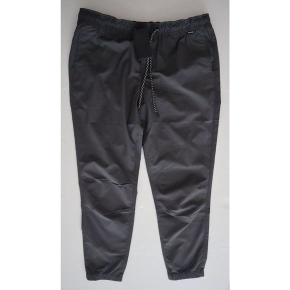 Hurley HFA21VMB 02546 Men's Sz L Dark Stone Gray Nylon Stretch Twill Joggers $60 - Picture 1 of 10